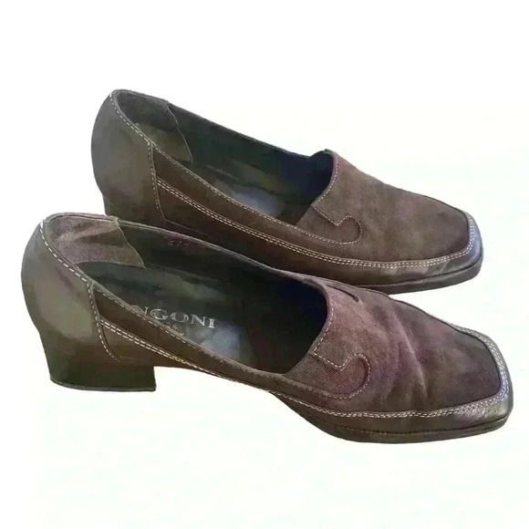 Rangoni Firenze Women's Shoes 6.6 B Brown Leather and SuedecSlip On Block Heel - Picture 5 of 10